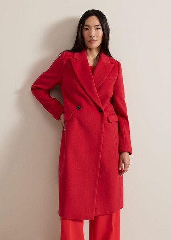 Phase Eight Skye Double Breasted Midaxi Wool Coats Red Australia | PC6250431